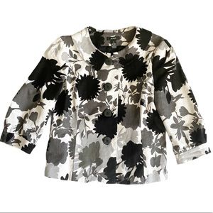 Alfani black and white floral print linen jacket